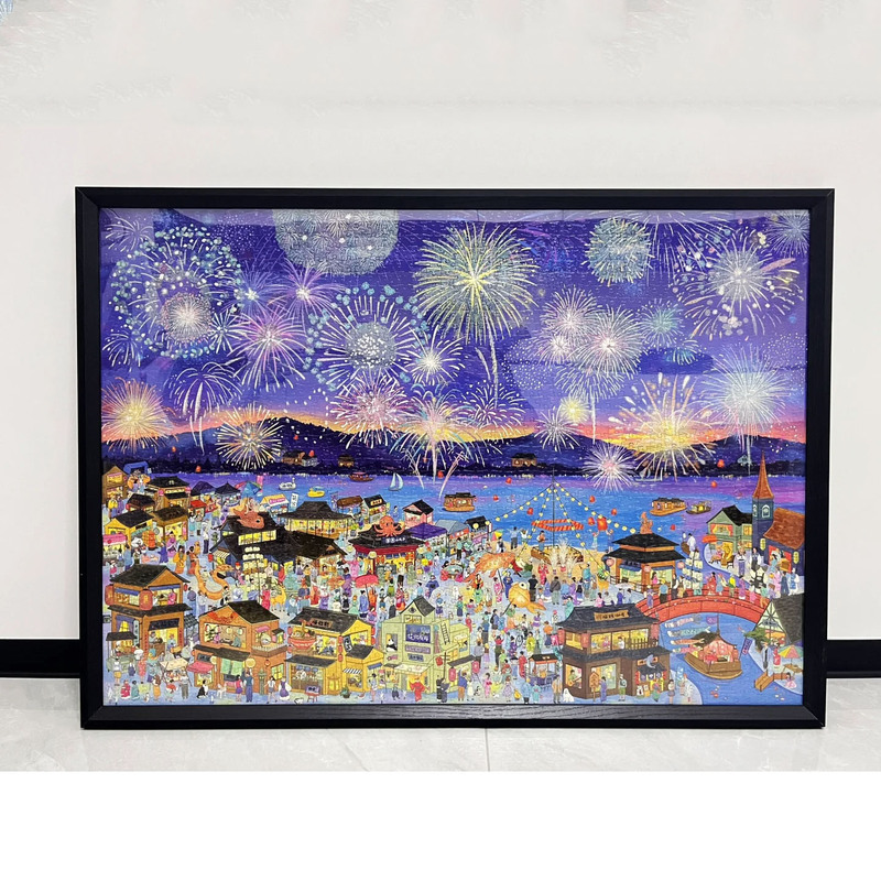 Fireworks Night Tour Puzzle Frame 2000 Pieces 96*68cm Special Puzzle Frame Framed Solid Wood Photo Frame Picture Frame