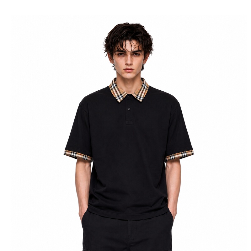 Heliport Kensington Color-Blocked Plaid Short-Sleeved Simple Commuter American Street Casual Comfortable Loose Polo Shirt