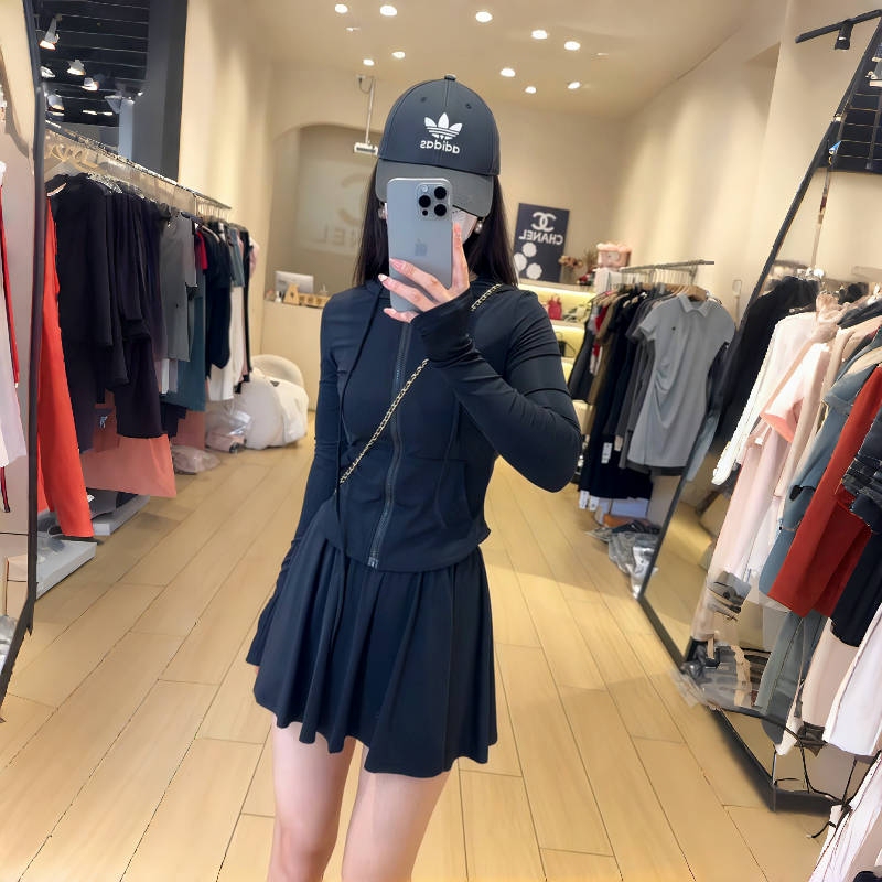 Casual Sports Sun Protection Suit for Women, Summer Black Elegant Dress, Little Black Dress, Petite Height-Enhancing Fashion Suit
