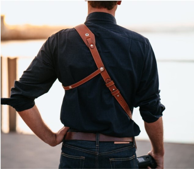 Men's and Women's Retro Steampunk Leather Suspenders with Rivet Camera Strap Buckles Vintage Straps