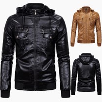 Eurocode mens clothing leather jacket plus suede warm leather jacket classic parchment hat leather coat coat coat men 