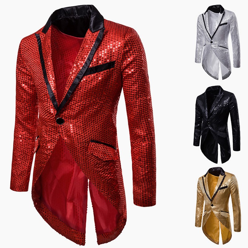 European and American men's clothes decorated evening dress swallower men's dress overturned suit Suit jacket men