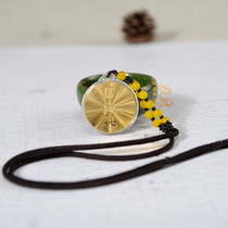 Round Leng Yan Mantra Male and Female Gold Leaf Pendant Single Leng Yan Mantra Scripture Pendant Car Hanging Jewelry