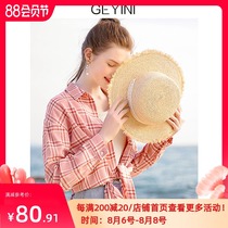 2021 summer new Korean version loose long-sleeved fairy fan top student Hong Kong flavor shirt red plaid shirt women