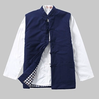 Phong cách Trung Quốc Tang phù hợp với áo khoác cotton nam vest vest vest vải thô Trung Quốc cổ áo cổ áo khóa bông đệm dày mùa thu đông áo vest dạ nam trung niên