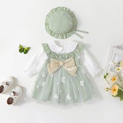Girls' Dress Spring and Summer Set 2025 New Style Hundred-Day Baby Princess Dress Fashionable First Birthday Dress Children's Dress