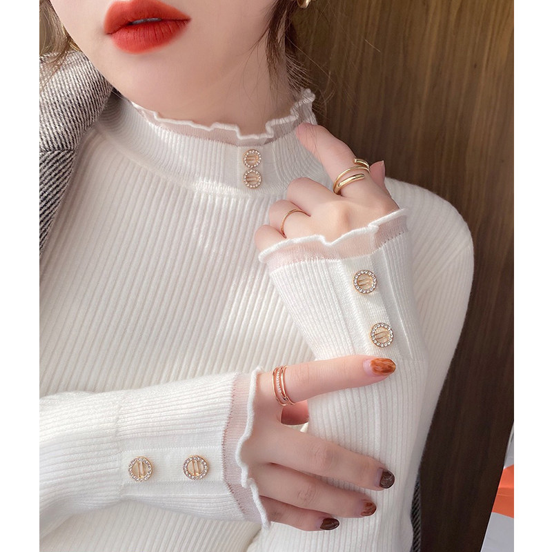 European Standing Gush Undershirt Woman Fashion Foreign Pie Autumn Winter Advanced Sensation 2022 New Inner Hitch Knit Blouse