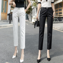 Europe station white Western pants woman summer 2022 new high waist straight cylinder casual little leggings black 80% long pants