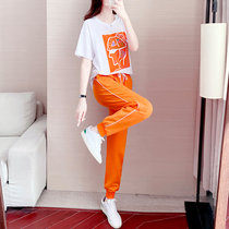 European Station White Sports Suit Women Summer Big Code Loose Slim 2022 new Fashion casual tennis Red Two sets