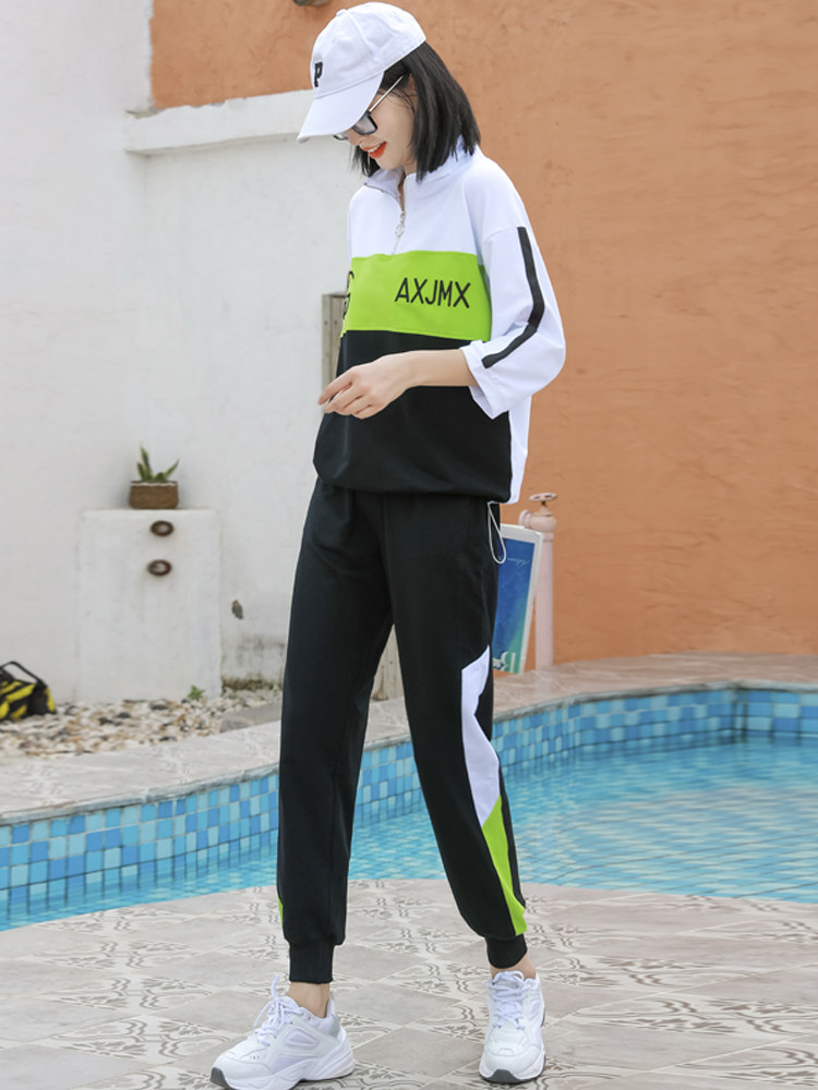 European Station Leisure Sports Suit Women Summer Spring Autumn Great Sizes 2022 New Fashion 70% Sleeves Wear two sets