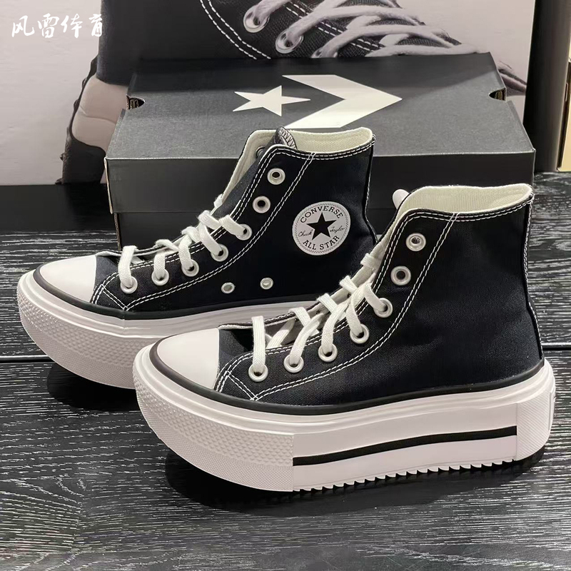 Converse Double Stack Double-Layer Thick-Soled Height-Increasing Couple's Casual Sports High-Top Canvas Shoes A12975C