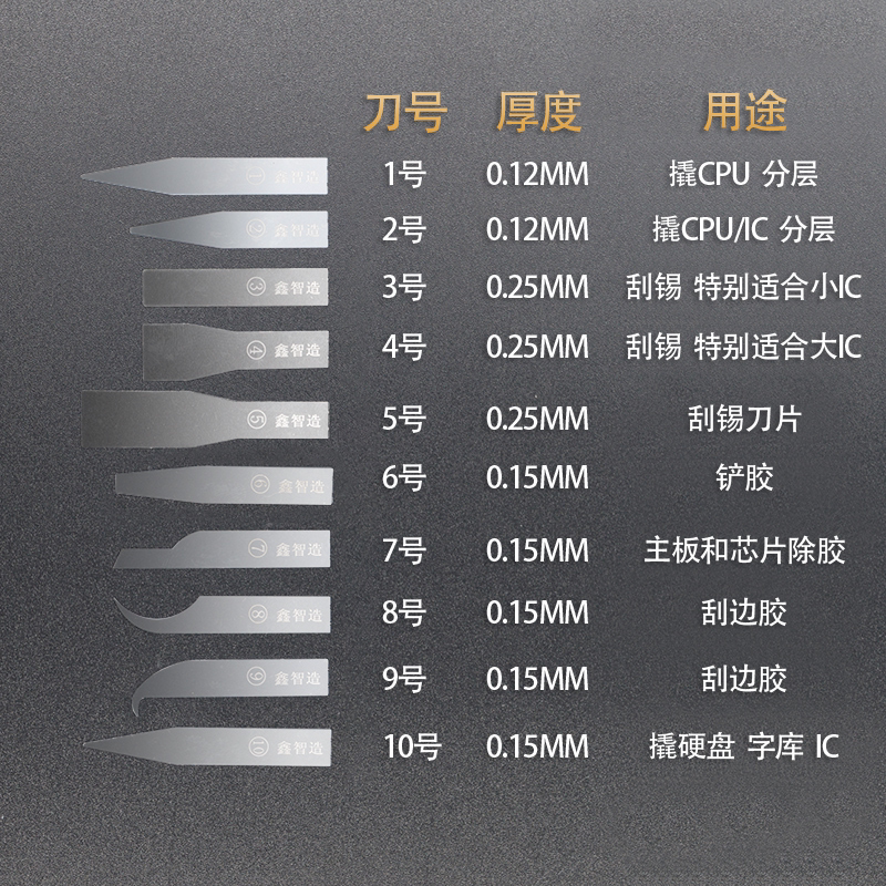 Xin Zhizu blade 0 12-0 25 25 phone repair scraping tin except glue prized IC chip CPU layered scraping edge glue No magnetic