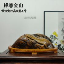 (Zen Jinshan) High-quality mountain natural landscape stone Zen mountain peak tea table desk ancient shelf ornaments with seat