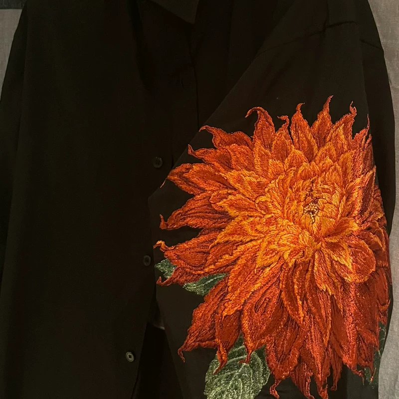 Рубашка с длинными рукавами Yamamoto Yohj с темной вышивкой Dali Flowers, новая мужская и женская та же модель