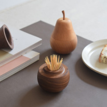 Mountain Sheering-pear Pear Toothpick Box Personality Creative Cute Toothpick Cylinder Home Restaurant Wooden Fruit Fork Box Pendulum