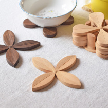Mountain Sheen -- Four Leaves Heat Insulation Mat Wood Dining Mat Thickened Non-slip Bowl Tray Cushion Pan Mat heat-resistant Western Dining Mat