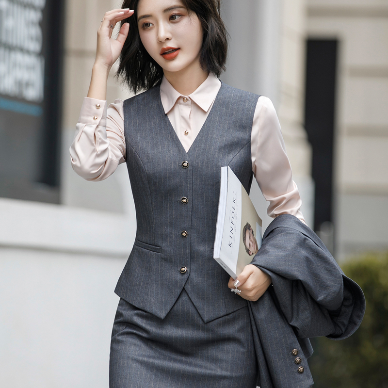 Striped Suit Vest Set for Women, Formal Business Attire, Women's Suit Vest Two-Piece Set, Interview Attire, Professional Workwear