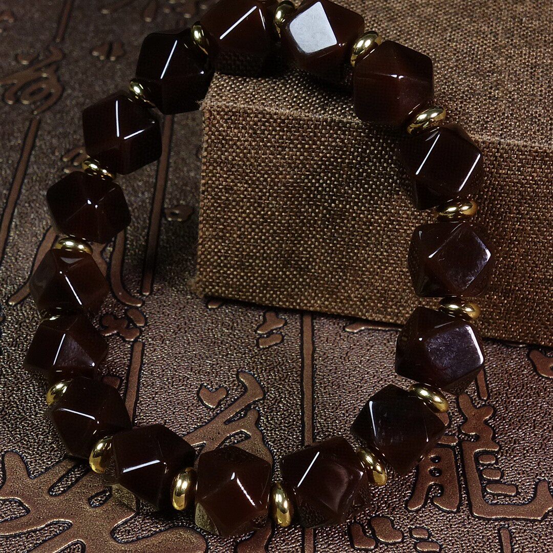 Natural Old Red Manau Sugar Color TangEight Pearl Hand Strings Bracelet Men and women National Wind Ornaments Bulk Beads 14mm-Taobao