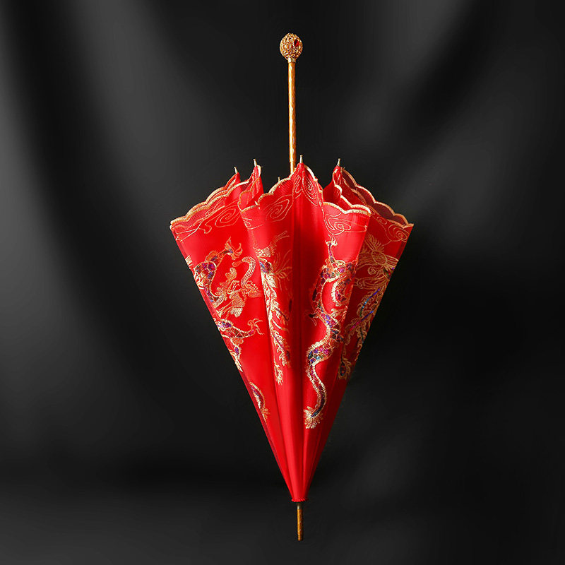 Red Umbrella Wedding With The Bridal Umbrella Out Of The Wedding Wedding Wedding Wedding Wedding Dual-use Umbrella Wedding Umbrella Upscale Lace Umbrella