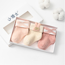 Autumn Winter Pure Cotton Baby Socks Spring Autumn Small Doctor Freshmen Children Socks Thickened Hair Circles Baby Socks 0-1 years 3 Double
