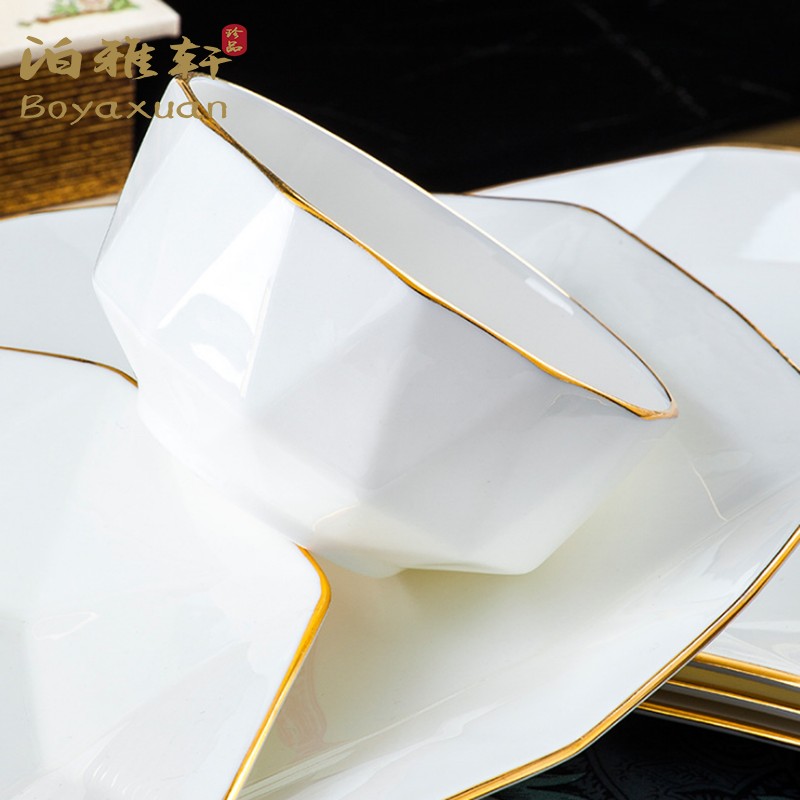 Poya Xuan dish set household Euro - style Jingdezhen ceramic dish plate combination of simple bone ceramic tableware