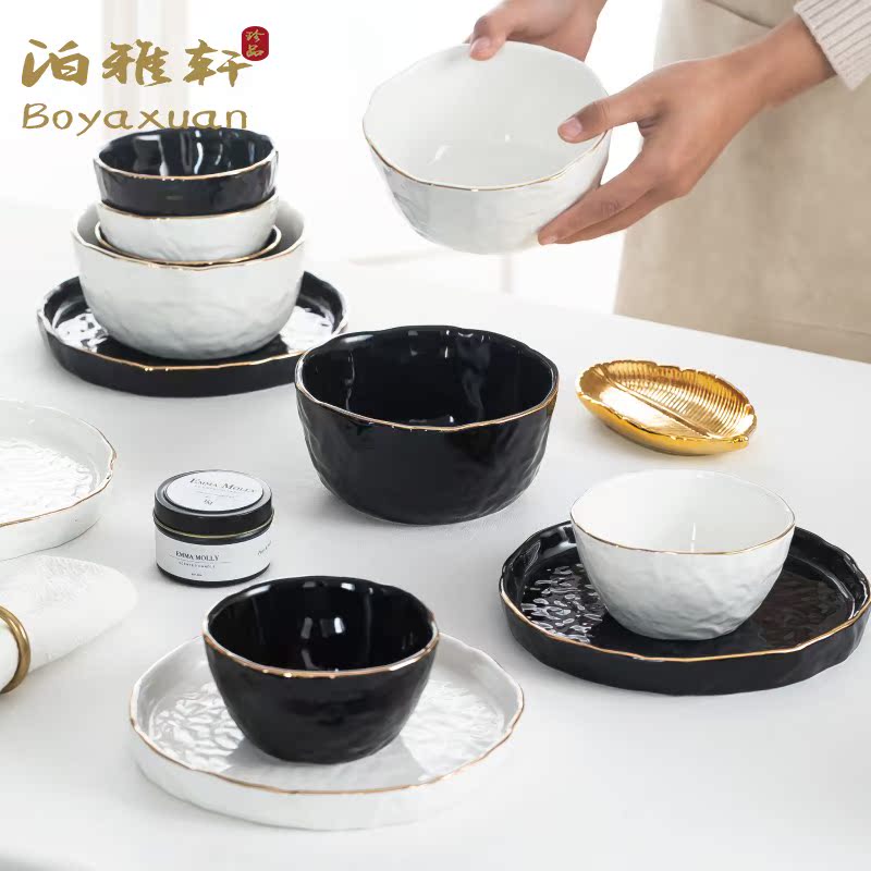 Poya Xuan Bowl suit Home Jingdezhen Light and luxurious Phnom Penh Tableware Nordic Day Style Bowl plate combination delivery