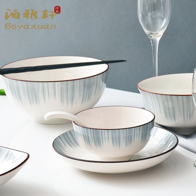 Bowl Home Nordic Minimalist Cutlery Sets Ceramic Bowl Single Creative Personality Noodle Bowl without bronzing Large Bowl Soup Bowl tray