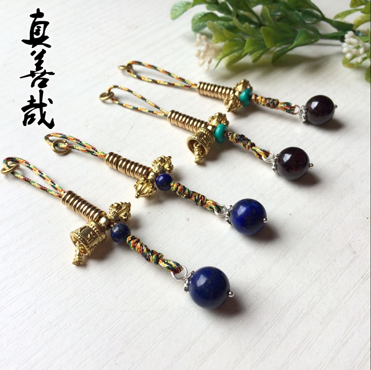 Original Style-Tibetan Accessories Colorful Crystal Brass Bell Pestle Xingyue Bodhi Buddha Beads Side Hanging Text Play Bracelet