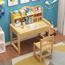 Solid wood desk bookshelf combination simple modern computer desktop table new Chinese desk home writing desk