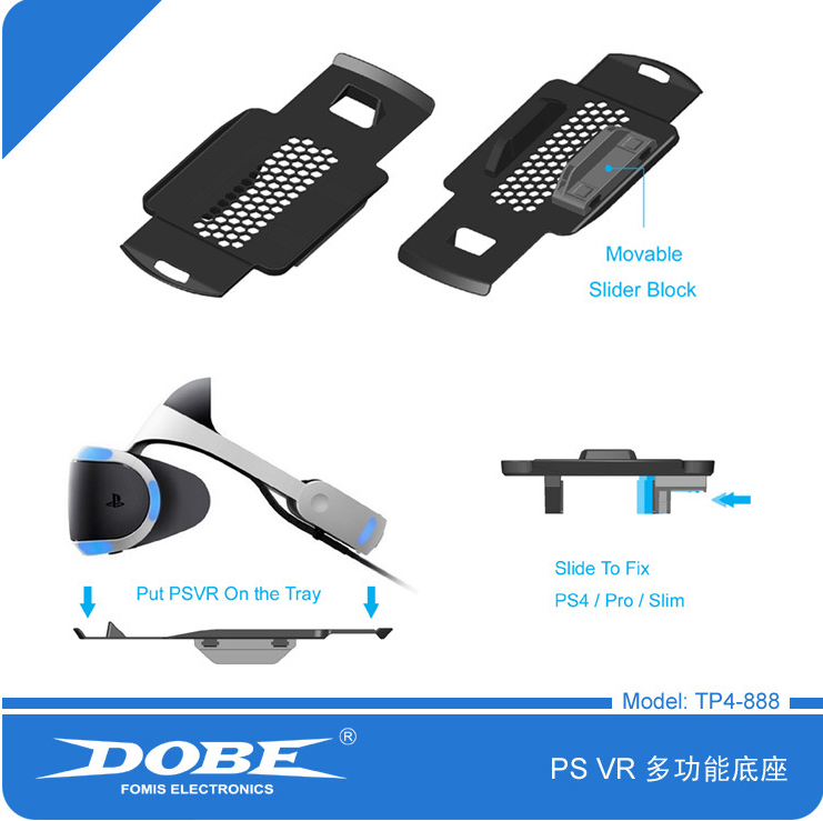 PS4 VR Move Quạt đa chức năng Đế sạc khay cơ sở PS4 slim pro Host host - PS kết hợp cáp sạc 3 đầu
