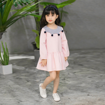 South Korean childrens dansso danso small girl long sleeve dress with dress spring autumn new pink princess