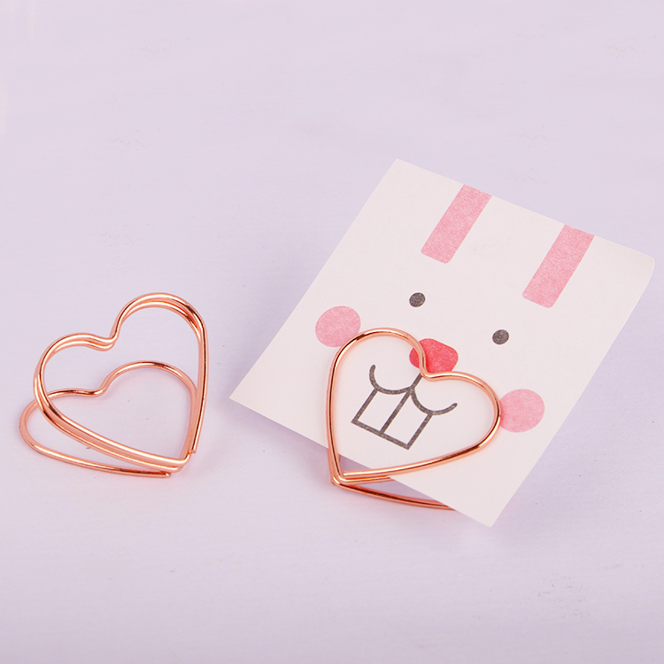 New love business card holder rose gold golden paper clip cartoon creative shape paper clip metal paper clip