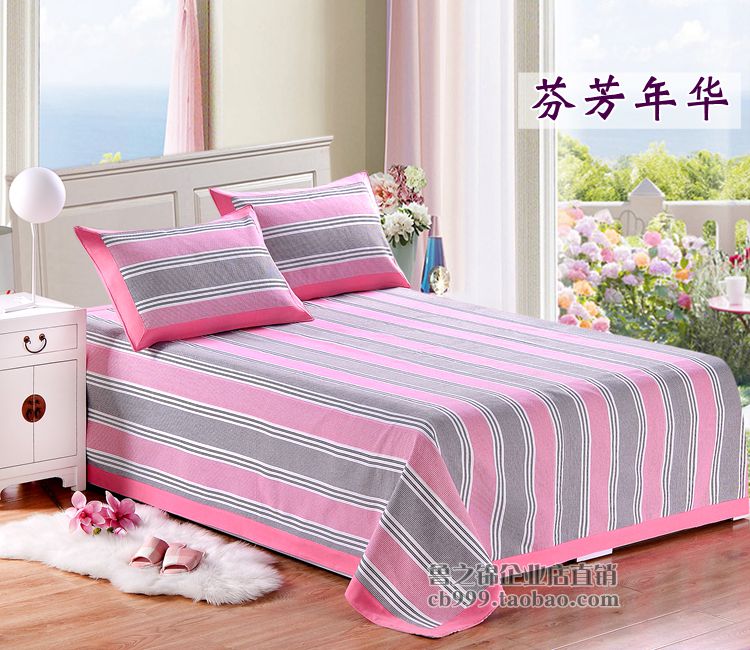 Handmade Sơn Đông cũ vải thô giường đôi đơn ba mảnh cotton dày cũ vải thô mat mùa hè 1.5 m1.8 m giường