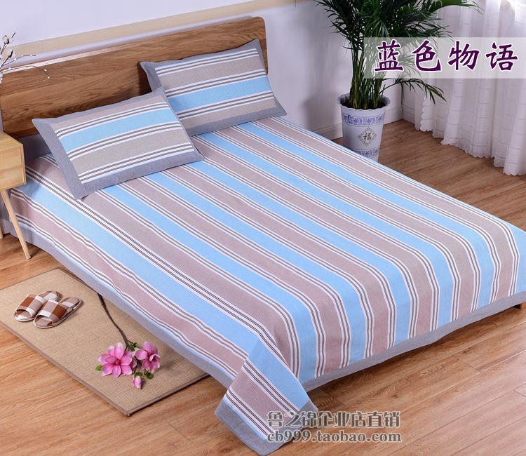 Handmade Sơn Đông cũ vải thô giường đôi đơn ba mảnh cotton dày cũ vải thô mat mùa hè 1.5 m1.8 m giường