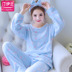 Pajama womens bích nhung bộ đồ phù hợp với gia đình mùa thu và áo dài tay mùa đông cộng với dày nhung san hô vòng cổ áo che mùa đông mưa đá khỉ. 