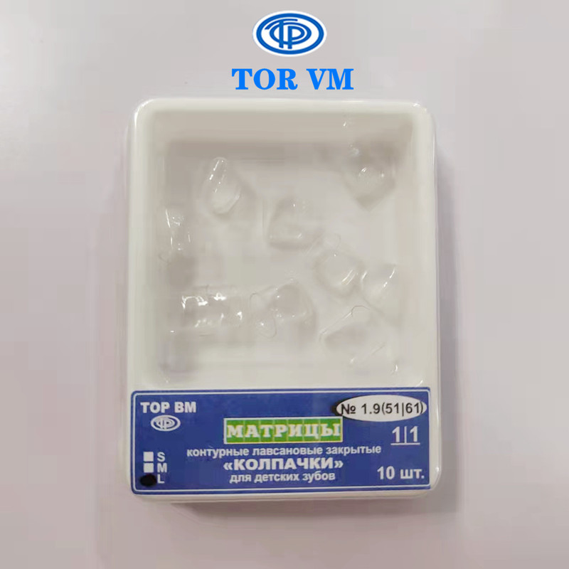 Dental Top Vm Russian Transparent Prefabricated Crown Refills for Children, Large, Medium, Small Dental Top Vm Russian Transparent Prefabricated Crown Refills for Children, Large, Medium, Small