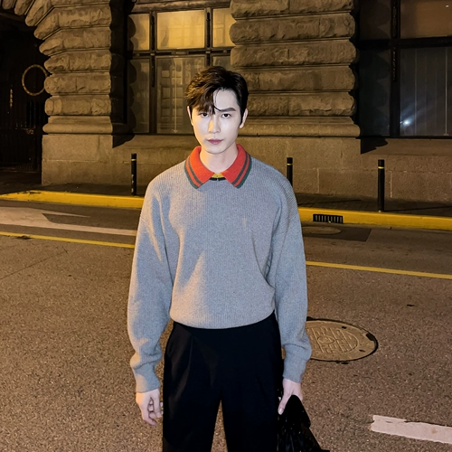 Оригинальный дизайнерский брендовый трикотажный свитер, лонгслив, в корейском стиле