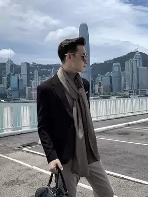 (DAIO men) Korean custom original design thousand bird grid long version scarf temperament male Look