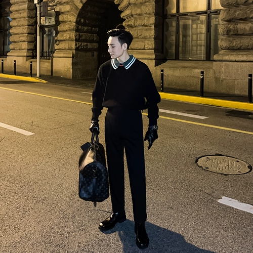 Оригинальный дизайнерский брендовый трикотажный свитер, лонгслив, в корейском стиле