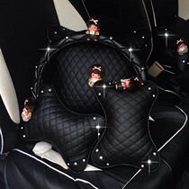 Rhinestone inlaid Monchge car headrest pillow waist cushion female belt drill car headrest neck pillow