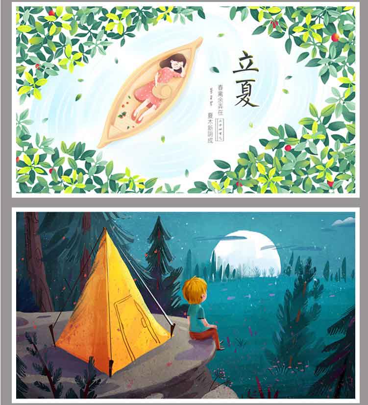 立夏插画踏青女孩PSD设计-樱花网络资源网 立夏插画踏青女孩PSD设计