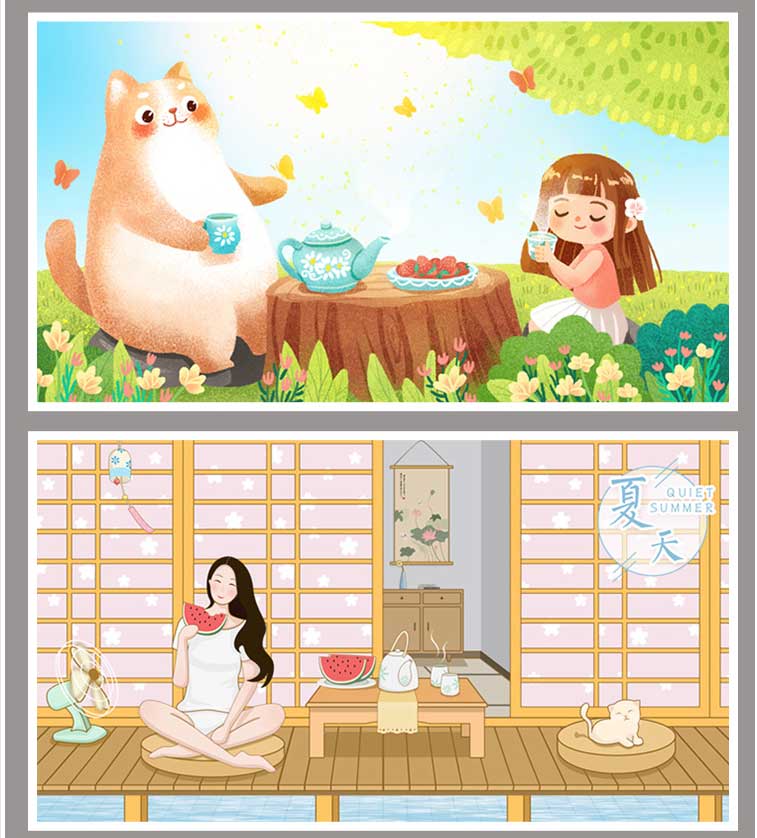 立夏插画踏青夏天PSD设计素材-樱花网络资源网 立夏插画踏青夏天PSD设计素材