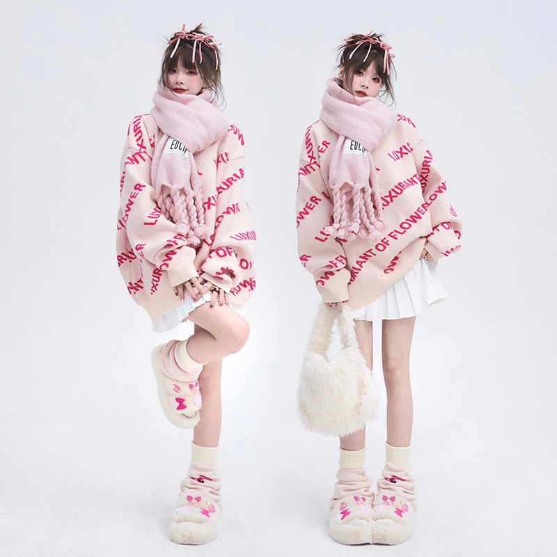 11Sh97 Pink Sweater Jacket for Women, Loose Fit, Slimming, Sweet and Lazy Style, Pullover Knit Top for Autumn 11Sh97 Pink Sweater Jacket for Women, Loose Fit, Slimming, Sweet and Lazy Style, Pullover Knit Top for Autumn