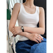 Japan SLY sleeveless t-shirt female summer outside wearing candy color u collar slim fit with a hitch bottom blouse