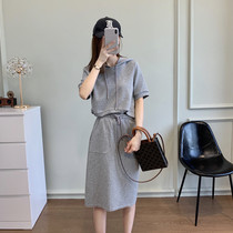 Japan SLY2021 Fried Street Casual Suit Female Ocean-to-cap Short sleeves loose half body dress Two sets summer