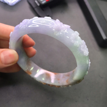 Yong Dexiang natural Myanmar Jade A cargo Jade live broadcast blank small circle mouth jade bracelet female custom cherry blossom