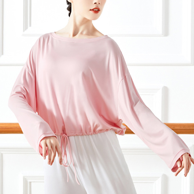 Modern jazz dance practice suit Adult loose long sleeve dance suit fitness top jazz hip hop square dance suit for women