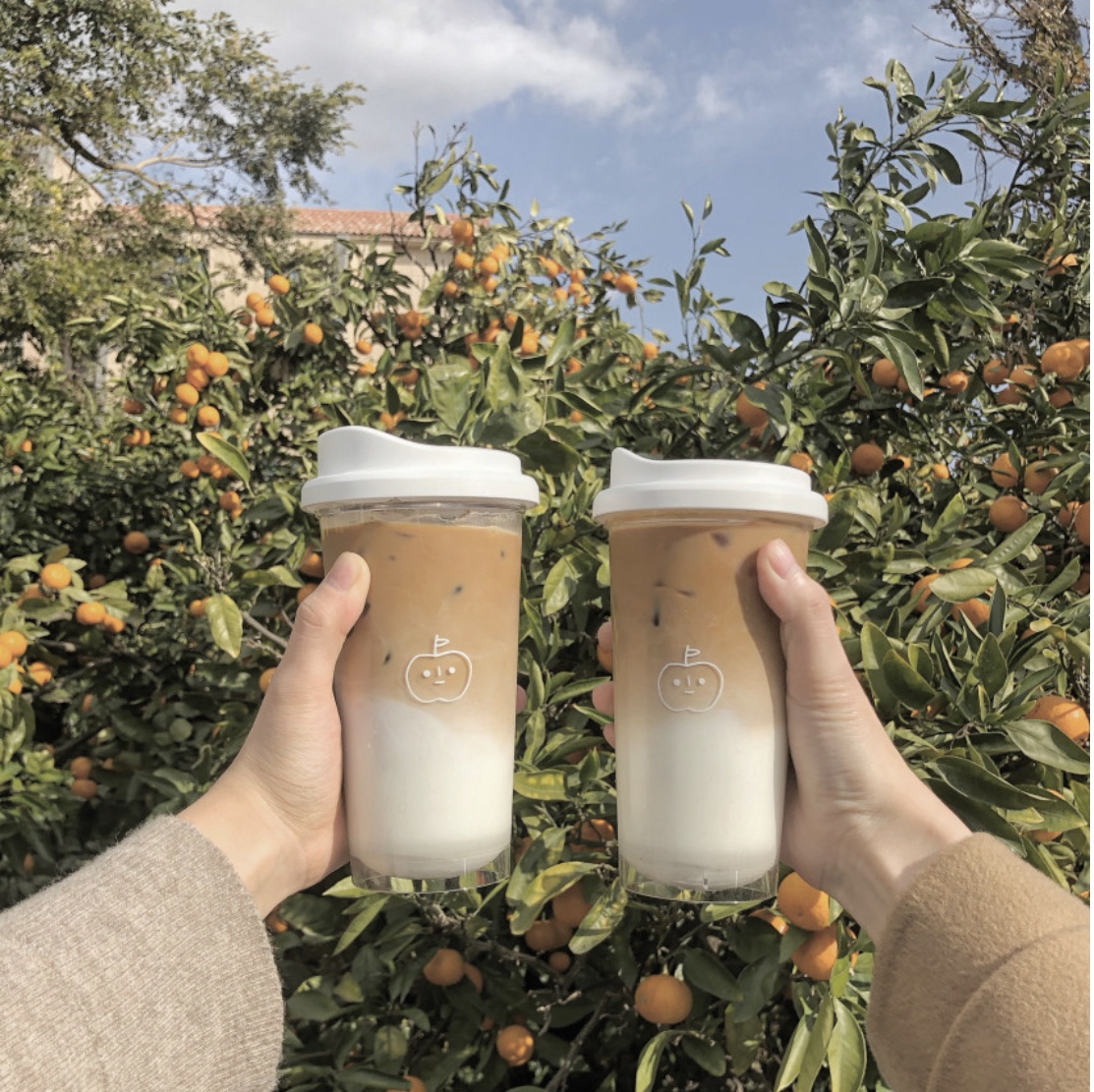 (Spot) Korean designer Little crowdsourced Apple patterned coffee cup travel accompanying cup drinks cup