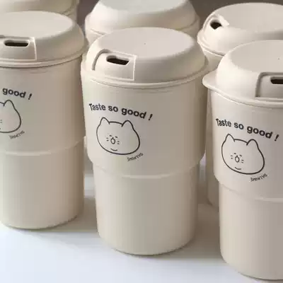 3months Korean coffee shop around tasteso good cute cat pattern coffee cup