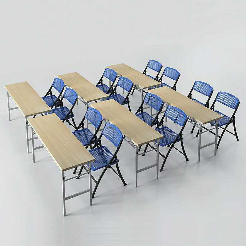 Steel Wood Mobile Bar Folding Meeting Table School Student Training Negotiation Folding Negotiation Desk Chair Composition